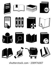 Books library icons set