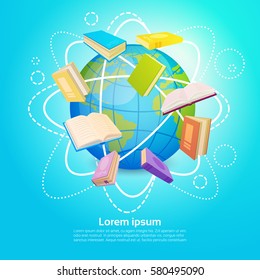 Books Library Read School Education Global Knowledge Concept Flat Vector Illustration