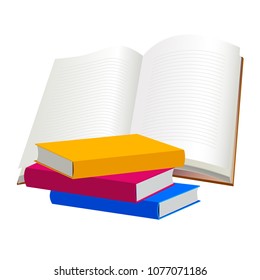 Books. Library subject illustration isolated on white