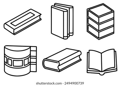 Books line art black and white drawin