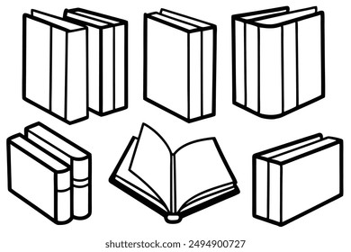 Books line art detailed literary illustration