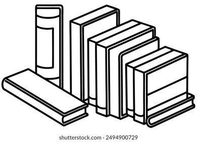 Books line art expressive reading des