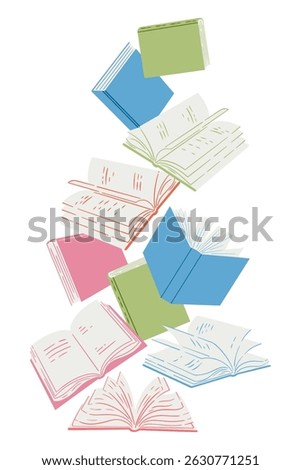 Books line art pattern frame vector illustration for decoration, background,etc. One line drawing of book colored line icon.