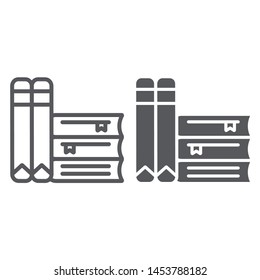 Books line and glyph icon, school and learning, literature sign, vector graphics, a linear pattern on a white background, eps 10.