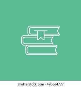 Books Line Icon On Green Background