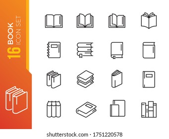 Books line icon set. Included the icons as book, study, learn, education, paper, document and more.