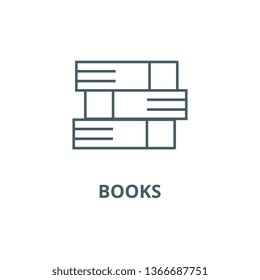 Books line icon, vector. Books outline sign, concept symbol, flat illustration