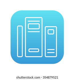 Books line icon for web, mobile and infographics. Vector white icon on the blue gradient square with rounded corners isolated on white background.