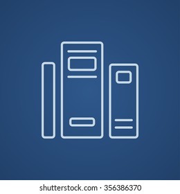 Books line icon for web, mobile and infographics. Vector light blue icon isolated on blue background.