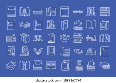 books line style icon set design, Education literature and read theme Vector illustration