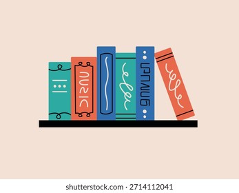 Books lined up on the shelf