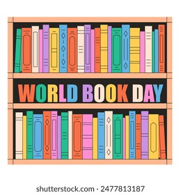 Books, literature. Colorful books covers. Reading and knowledge. World Book Day. Vector illustration in flat style