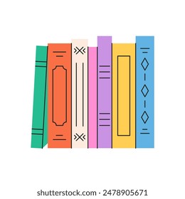 Books, literature. Colorful books covers. Reading and knowledge. World Book Day. Vector illustration in flat style