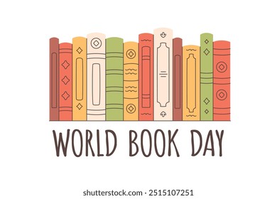 Books, literature. Colorful books covers. Reading and knowledge. World Book Day. Vector illustration in flat style