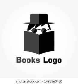 books logo template design with shadow effect
