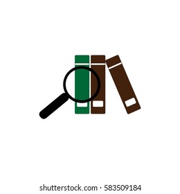 books and magnifier vector icon