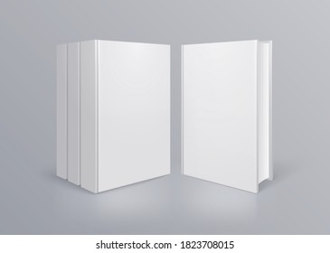 Books mockup composition with realistic images of book with no title from front point of view vector illustration