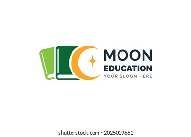 books moon stars education logo branding