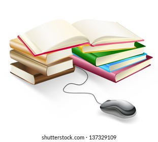 books and mouse e-learning