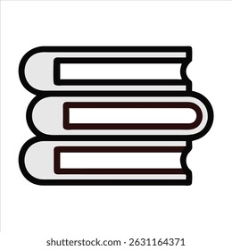 Books object icon modern art design black and white with bold outline 