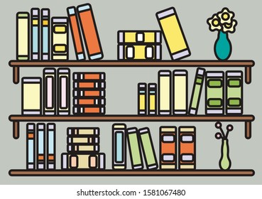 books on bookshelf art vector