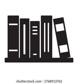 Libros en el icono de glifo sólido de estantería