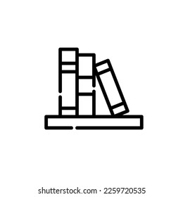 Books on a bookshelf. Pixel perfect, editable stroke icon