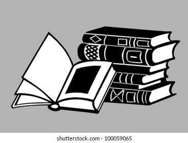 libros sobre fondo gris, ilustración vectorial