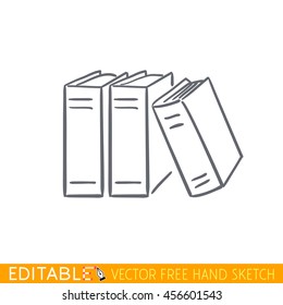 Books on the shelf. Editable vector graphic in linear style.