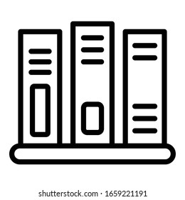 Books on the shelf icon. Outline books on the shelf vector icon for web design isolated on white background