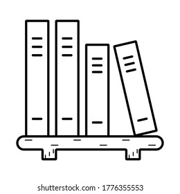 Books on shelf icon vector