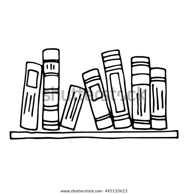 Books On Shelf Isolated On White Stock Vector (Royalty Free) 445110613 ...