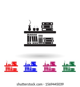 Books on the shelf multi color icon. Simple glyph, flat vector of library icons for ui and ux, website or mobile application