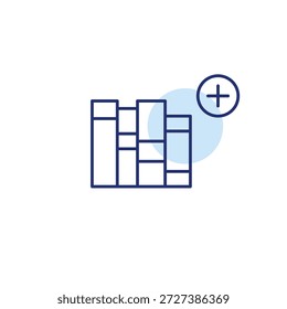 Libros en el estante y más. Hábito de lectura, ganancia de conocimiento. Nueva adición a la Biblioteca. Icono de Vector de trazo perfecto y editable