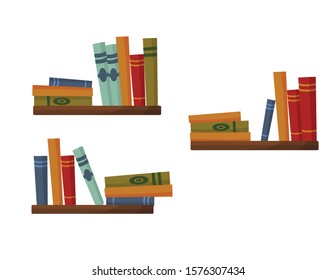 books on a shelf vector illustration