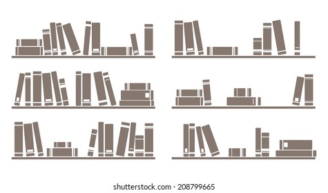 Bücher auf Regal-Vektorgrafik einzeln auf weißem Hintergrund