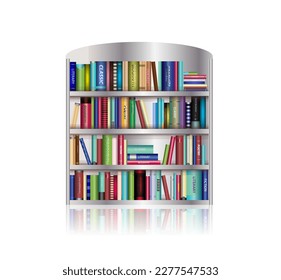 Books on shelf vector illustration set with realistic design style isolated on white background. International book day theme. EPS10
