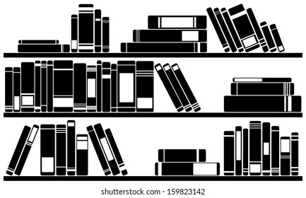 books on shelves illustration