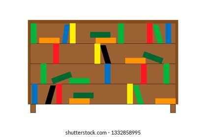 Books on shelves, seamless pattern. Bookcase, library. Vector illustration. Education, training, literature. Flat design.