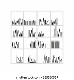Books on the shelves simply retro vector illustration.