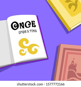 Books on the violet background vector illustration