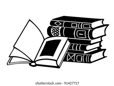 books on white background, vector illustration