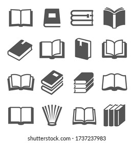 Books Open, Closed Black Icons Set On White. Literature, Publishing House, Library Pictograms Collection. Reading Festival, Club Logos. Writing Competition Vector For Infographic, Web. Top, Side View.