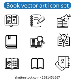 Books open, closed black icons set on white. Literature, publishing house, library pictograms collection. Reading festival, club logos. vector for infographic, web on white  background.