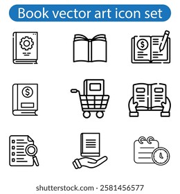 Books open, closed black icons set on white. Literature, publishing house, library pictograms collection. Reading festival, club logos. vector for infographic, web on white  background.