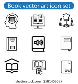 Books open, closed black icons set on white. Literature, publishing house, library pictograms collection. Reading festival, club logos. vector for infographic, web on white  background.