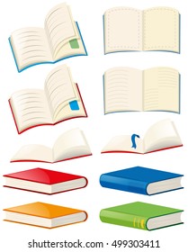Books and opened books illustration