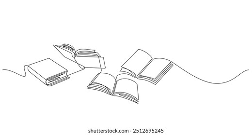 books opening page one line drawing continuous minimalist art education and back to school concept seamless for decoration