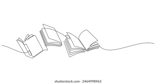 books opening pages one line drawing minimalism education concept illustration copy space