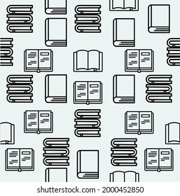  books outline flat seamless pattern background